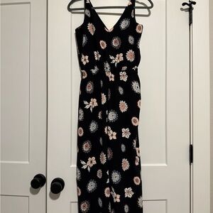 LOFT Black Floral Jumpsuit